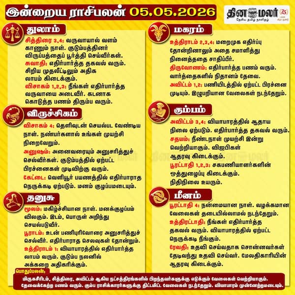 இன்றைய ராசிபலன் (05/05/2026) 
