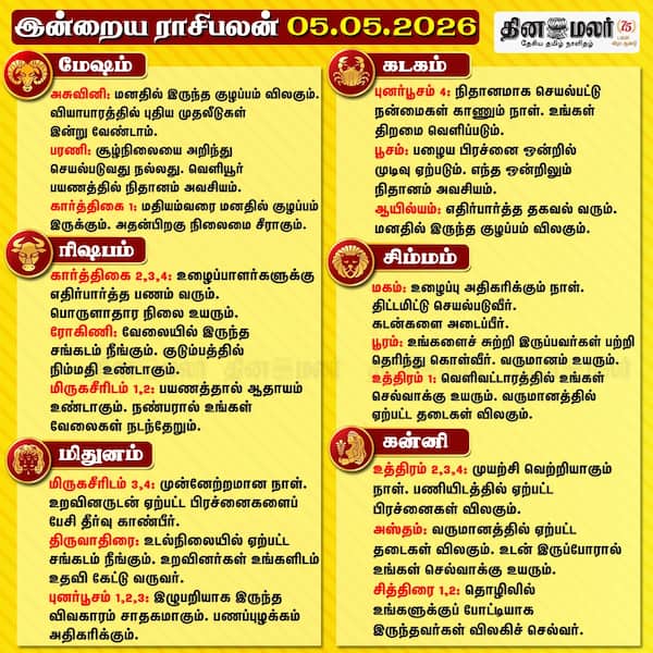 இன்றைய ராசிபலன் (05/05/2026 ) 