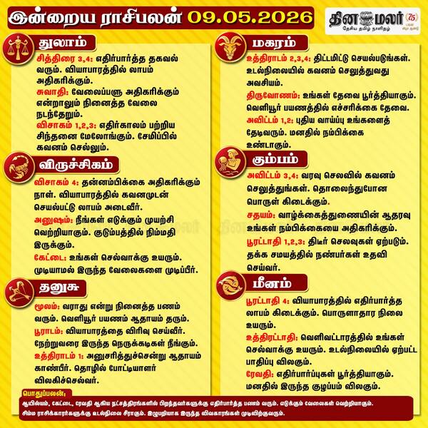 இன்றைய ராசிபலன் (09/05/2026) 