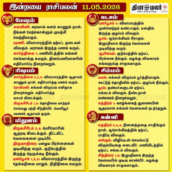 இன்றைய ராசிபலன் ( 11/05/2026 ) 