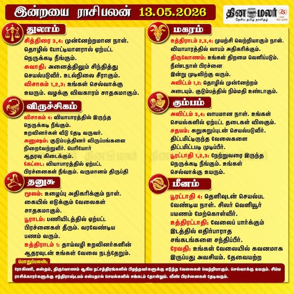 இன்றைய ராசிபலன் (13/05/2026) 