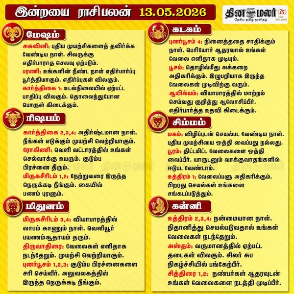 இன்றைய ராசிபலன் ( 13/05/2026 ) 