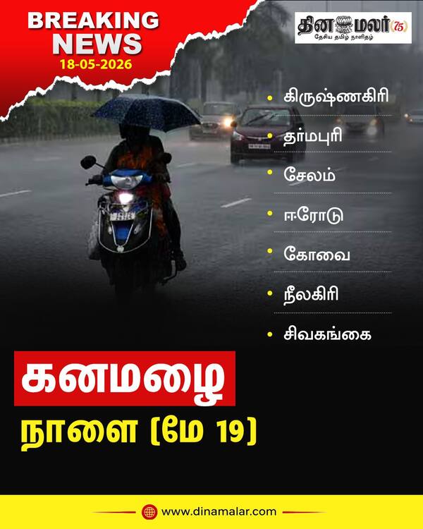 கனமழைக்கு வாய்ப்பு நாளை (மே 19)