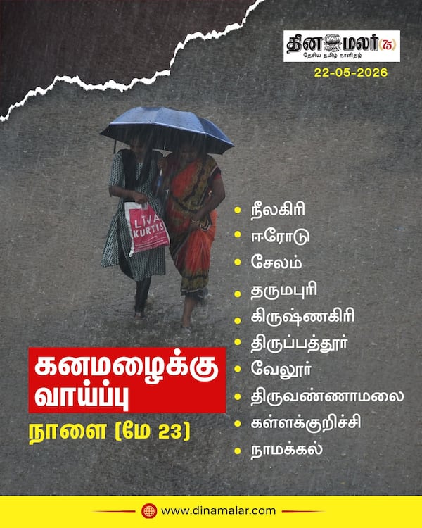 கனமழைக்கு வாய்ப்பு நாளை (மே 23) 