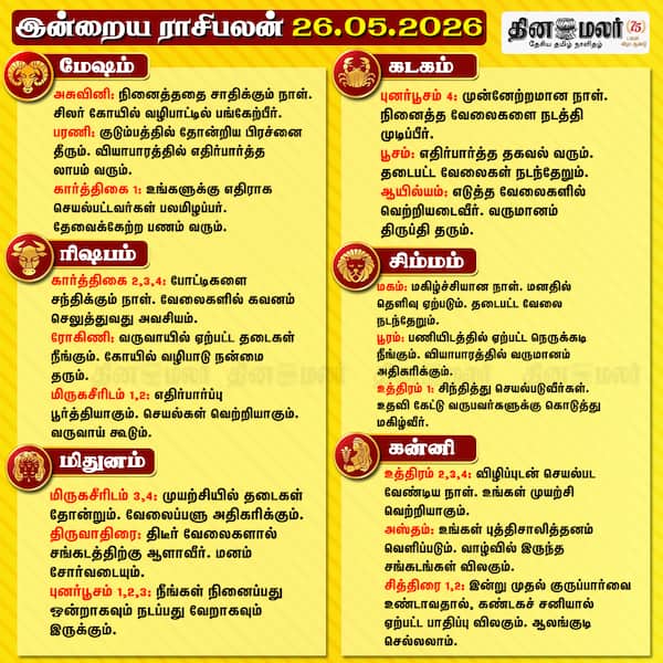 இன்றைய ராசிபலன் (26/05/2026) 