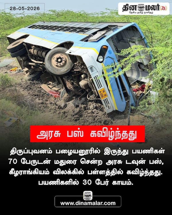 அரசு பஸ் கவிழ்ந்தது 