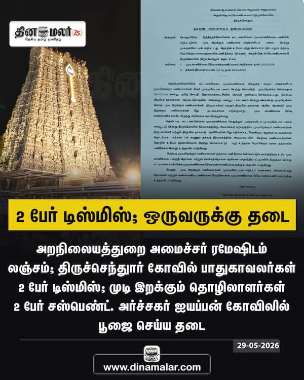 2 பேர் டிஸ்மிஸ்; ஒருவருக்கு தடை 