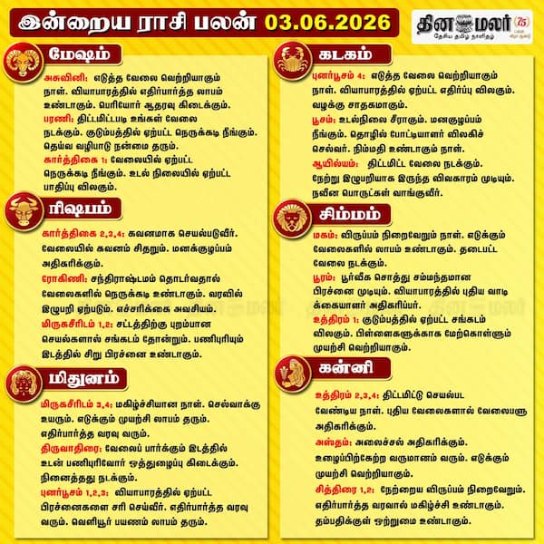 இன்றைய பலன் 3.6.2026