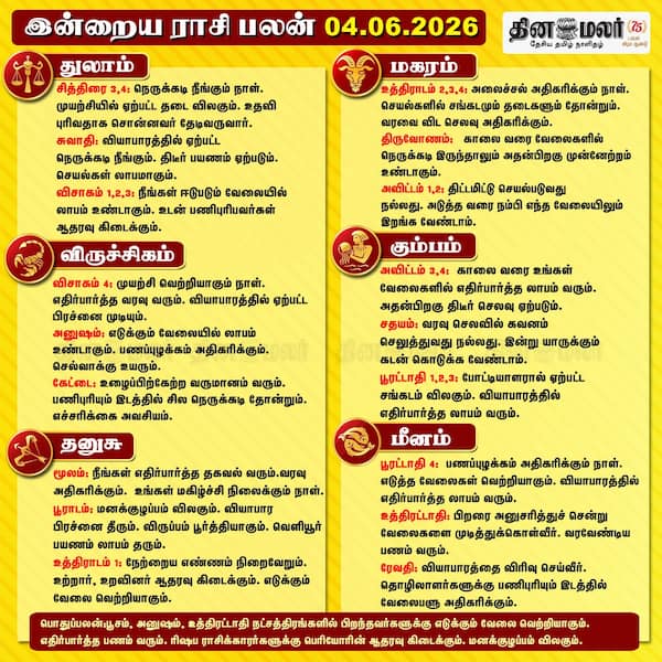 இன்றைய பலன் (4.6.2026)