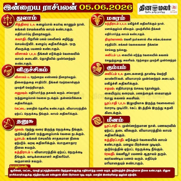 இன்றைய பலன் (5.6.2026) 