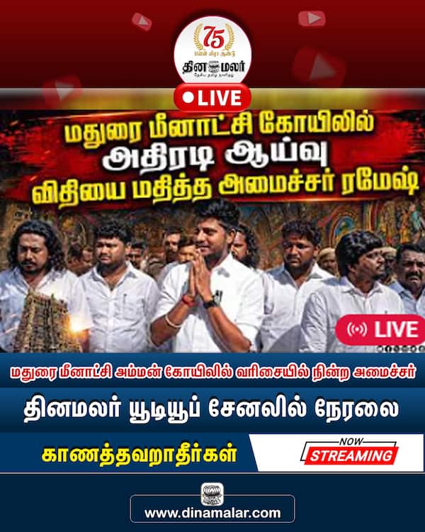 மதுரை மீனாட்சி அம்மன் கோயிலில் வரிசையில் நின்ற அமைச்சர் 