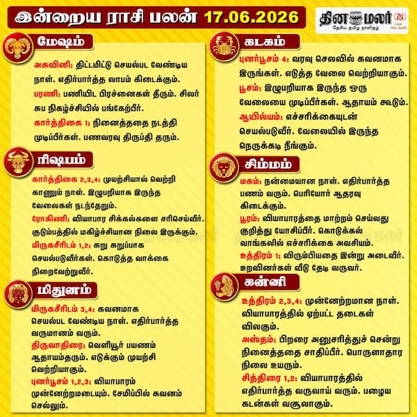இன்றைய ராசிபலன் ( 17/06/2026 ) 