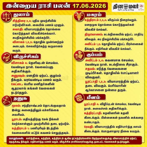 இன்றைய ராசிபலன் ( 17/06/2026 ) 