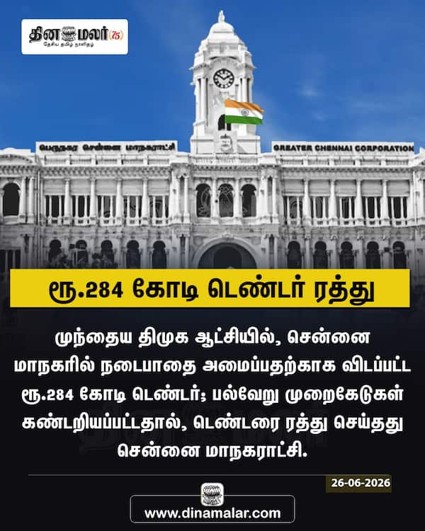 ரூ.284 கோடி டெண்டர் ரத்து 