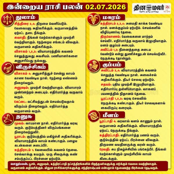 இன்றைய ராசிபலன் ( 2/7/2026 ) 