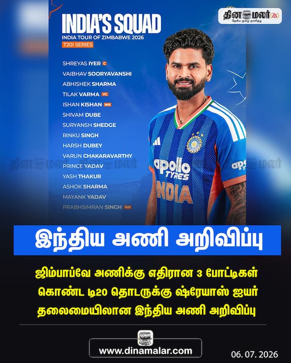 இந்திய அணி அறிவிப்பு 