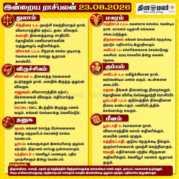 இன்றைய ராசிபலன் (23.08.2026) 