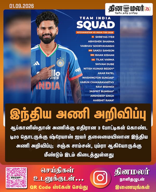 இந்திய அணி அறிவிப்பு 