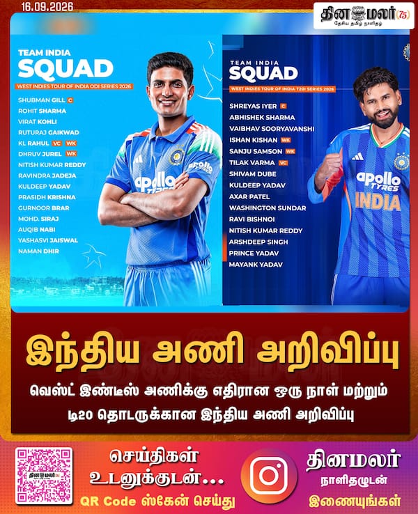 இந்திய அணி அறிவிப்பு 
