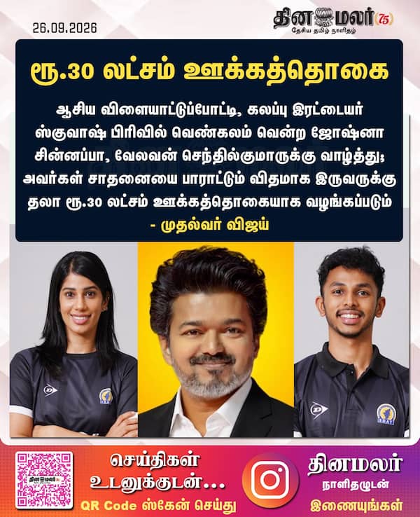 ரூ.30 லட்சம் ஊக்கத்தொகை 
