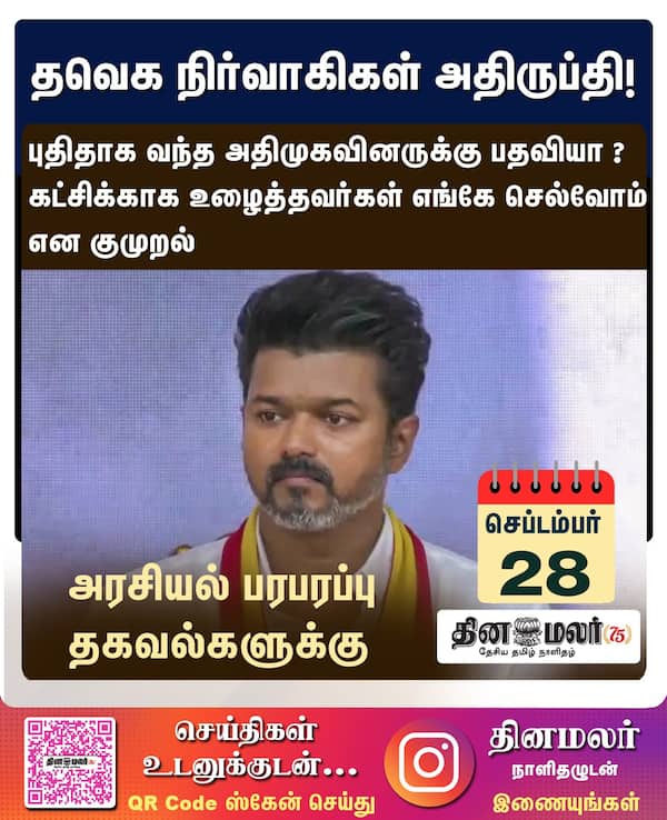 தவெக நிர்வாகிகள் அதிருப்தி ! 