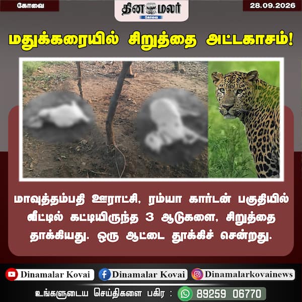 மதுக்கரையில் சிறுத்தை அட்டகாசம்!