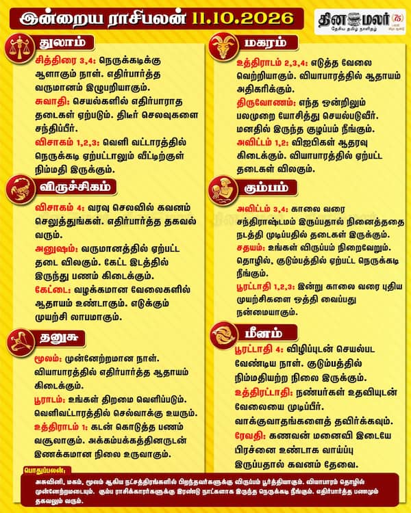 இன்றைய ராசிபலன் (11-10-2026) 