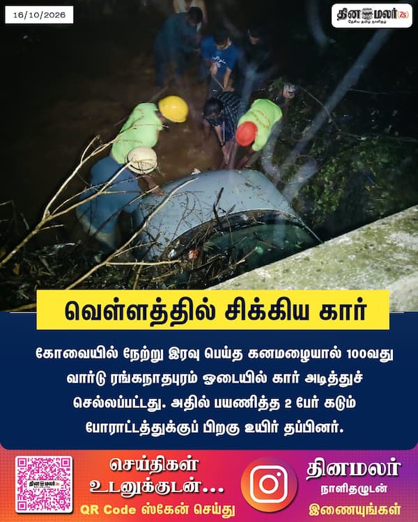 வெள்ளத்தில் சிக்கிய கார் 