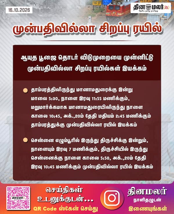 முன்பதிவில்லா சிறப்பு ரயில் 