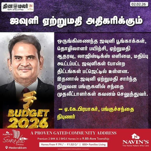 ஜவுளி ஏற்றுமதி அதிகரிக்கும் -ஏ.கே.பிரபாகர் பங்குச்சந்தை நிபுணர் 