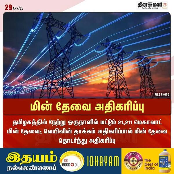 மின் தேவை அதிகரிப்பு 