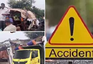 அதிகாலை பயணத்தால் விபரீதம்; டெம்போ மீது லாரி மோதியதில் பக்தர்கள் 3 பேர் பரிதாப பலி