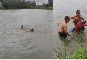 ஏரியில் குதித்து அலறிய பெண் உயிருடன் மீட்ட இளைஞர்கள்