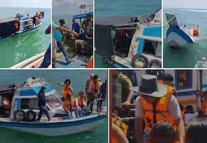 கடலில் மூழ்கிய இலங்கை படகு; சுற்றுலா பயணிகள் உயிர் தப்பிய திக்...திக்...காட்சி!
