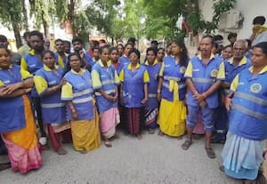 பெண் துாய்மை பணியாளர் உயிரிழப்பு இழப்பீடு வழங்கக்கோரி போராட்டம்