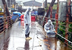 இரும்பு நடைபாலம் பராமரிப்பு துவங்கியது