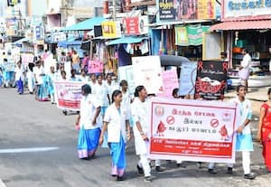 அப்போலோ நர்சிங் கல்லுாரி மாணவிகள் பேரணி