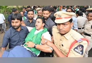 தெலுங்கானாவில் உரத்தட்டுப்பாட்டால் போராட்டம்: முன்னாள் முதல்வர் மகன் ராமா ராவ் கைது