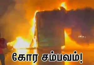 ஆந்திராவில் துயர சம்பவம்: பஸ்சில் தீ பற்றியதில் பயணிகள் 25 பேர் பரிதாப பலி
