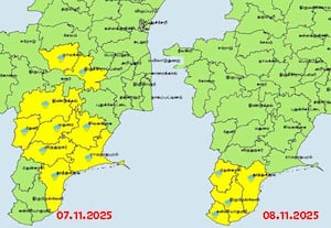 நாளை தென் மாவட்டங்களில் கனமழைக்கு வாய்ப்பு: வானிலை மையம்