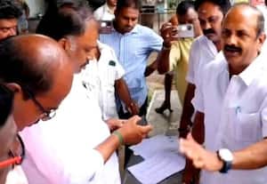 ﻿ வாக்காளர் கணக்கெடுப்பு படிவம் நிரப்பிய தி.மு.க., நகர செயலர் அ.தி.மு.க., 'மாஜி' அமைச்சர் வாக்குவாதம்