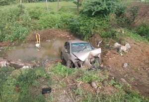 ﻿ கார் பள்ளத்தில் கவிழ்ந்ததில் 2 ஆந்திர ஐயப்ப பக்தர்கள் பலி