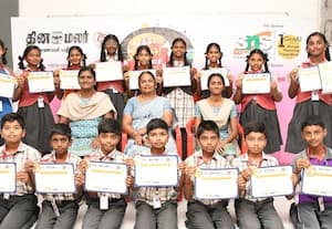 ﻿ 'தினமலர்-பட்டம்' இதழ் சார்பில் வினாடி-வினா ஆர்.வி.ஜி., மெட்ரிக் மாணவர்கள் அசத்தல்