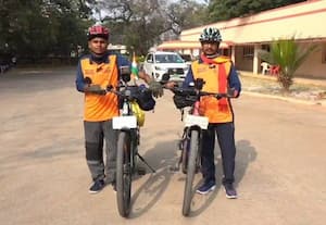  2,500 கி.மீ., சைக்கிள் பயணம் மேற்கொண்டுள்ள சாகச வீரர்கள்