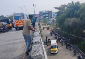  ரயில்வே மேம்பாலத்தில் விபத்து ஆட்டோவிலிருந்து விழுந்த ஓட்டுநர்