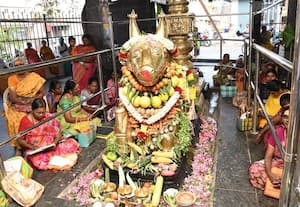  மாட்டு பொங்கல் காய்கறி அலங்காரத்தில் நந்தி