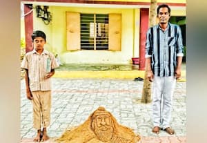  திருவள்ளுவர் மணல் சிற்பம் அரசு பள்ளி மாணவர் அசத்தல்