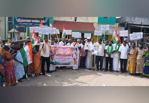  காங்., கட்சியினர் ஆர்ப்பாட்டம்