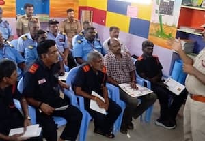  காவலாளிகளுக்கு  தீ தடுப்பு பயிற்சி