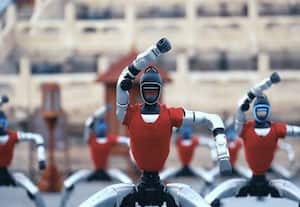  சீனா குங்பூ செய்து அசத்திய மனித உருவ ரோபோக்கள்